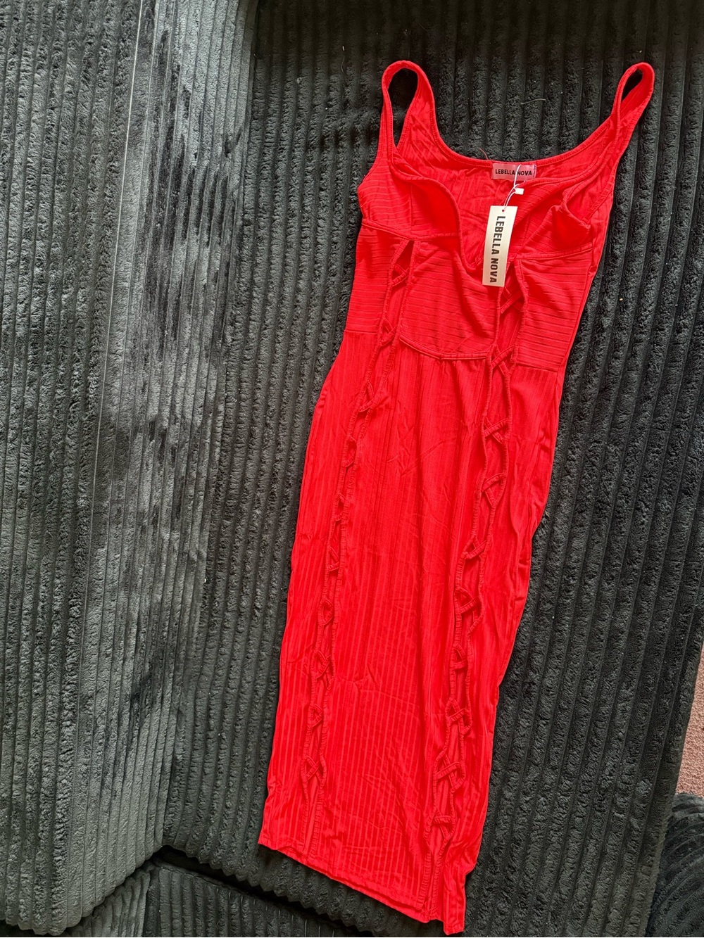 Lilibela Nova Red Sleeveless Bodycon Dress